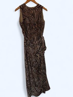 Vintage 90s/Y2K Spenser Jeremy Leopard Silk Wrap Maxi Dress